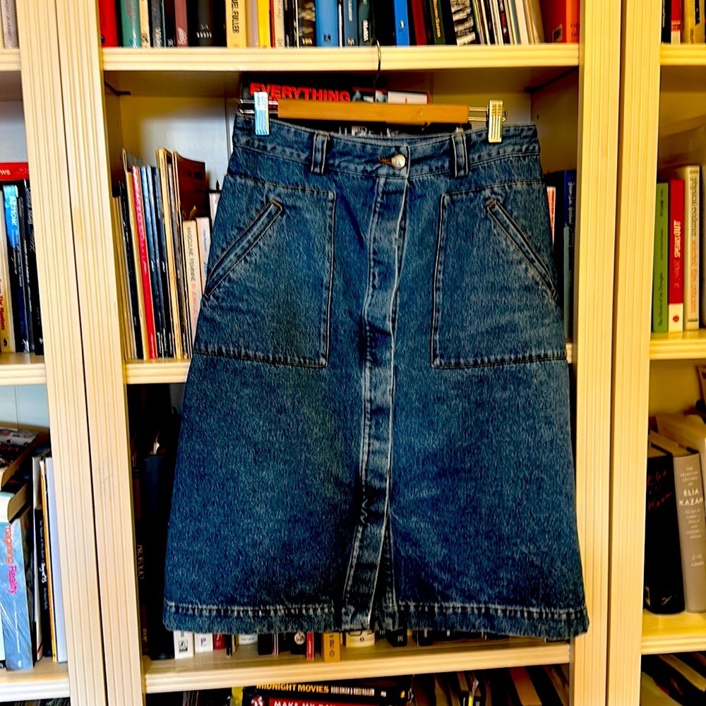 A.P.C. Anita denim button front a-line knee length skirt size US 6 style 1450337